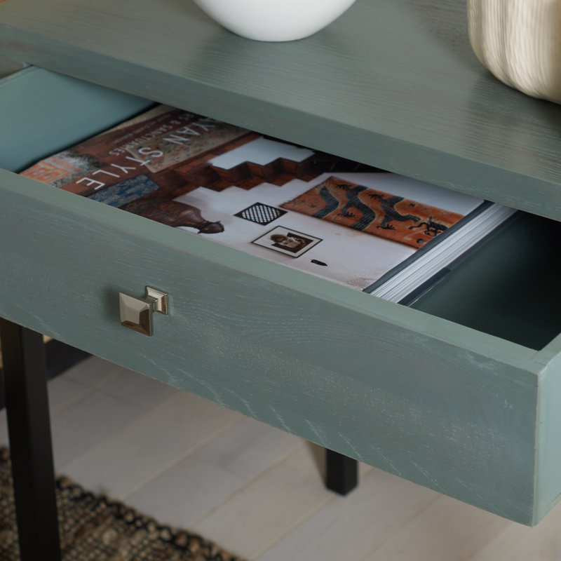 Joanna Solid Wood End Table with Storage, Ash Gray