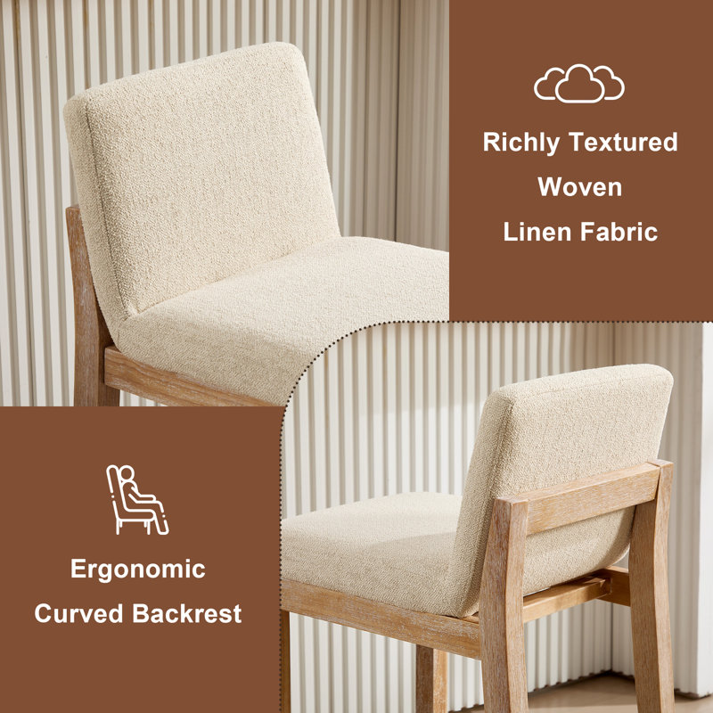 Tabouret de bar Albia Modern Farmhouse, Beige, Gland