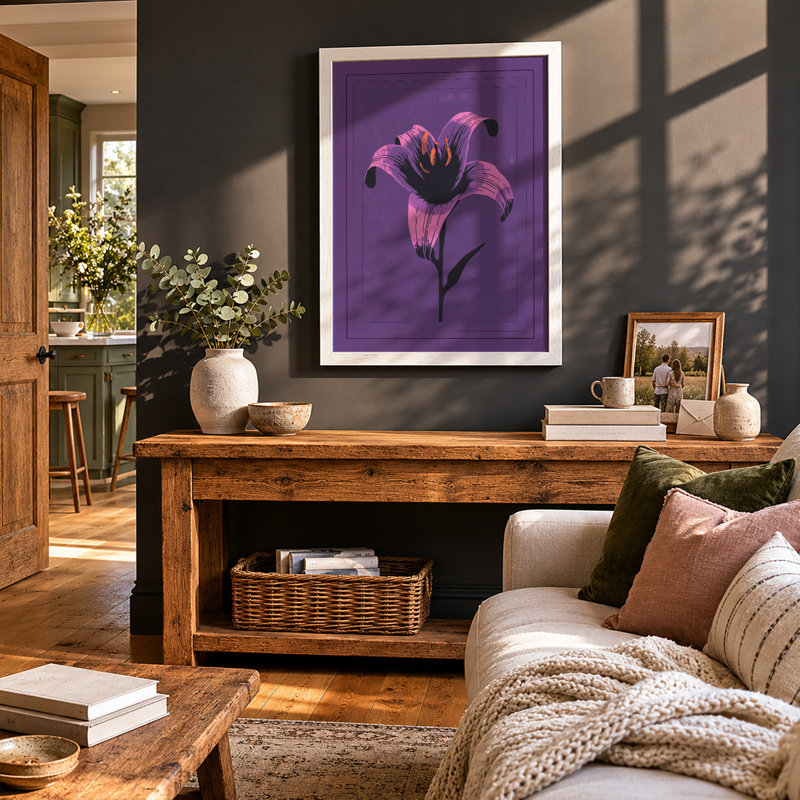 Elegant Lily Botanical - Print, A1 - 84.1 x 59.4 cm, White