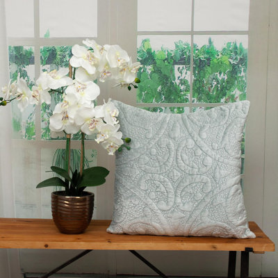 Parkland Collection Cristal Transitional Quilted Gray/Sea Foam Throw Pillow