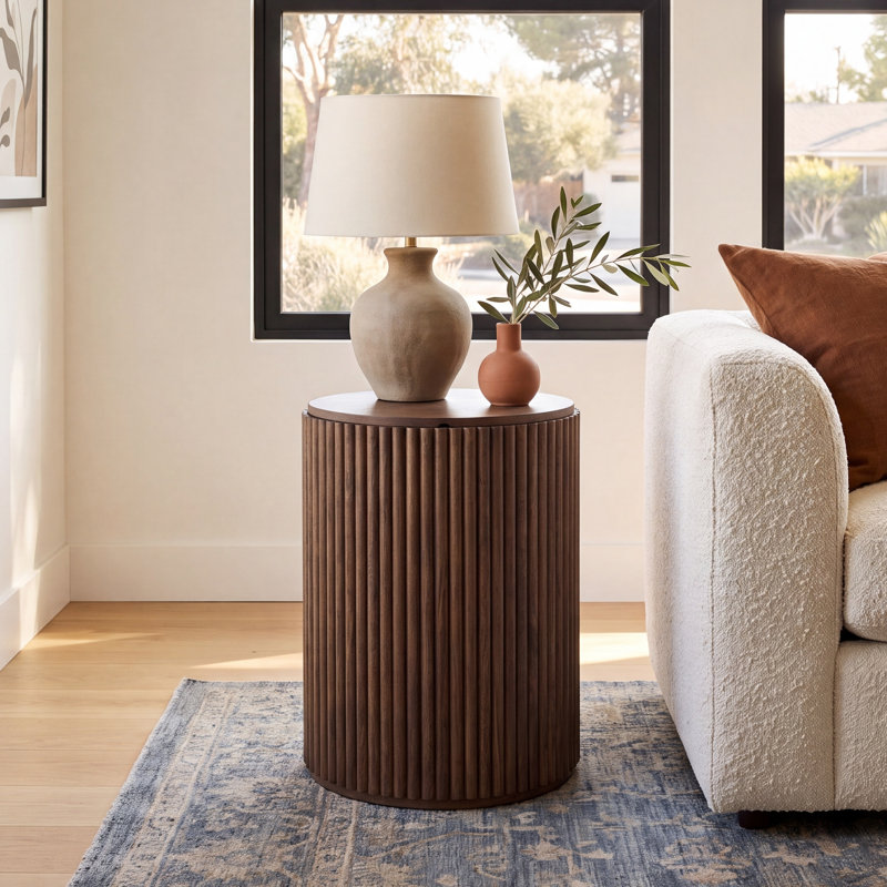 Chessa Solid Wood End Table, Dark Brown