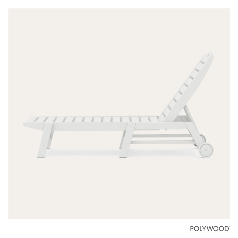 Lakeside POLYWOOD Nautical Chaise with Wheels, White