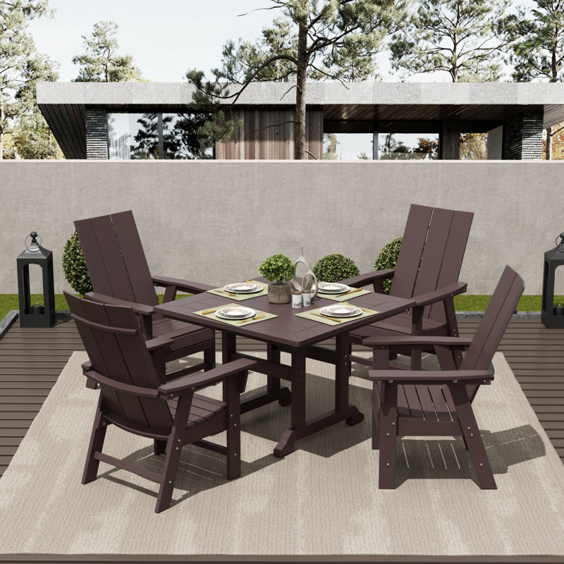 Joubert 4 - Person Patio Dining Set with Square Table, Dark Brown