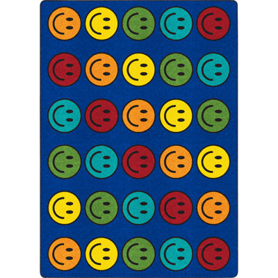 Smiley 7'8" x 10'9" Area Rug in Color Blue