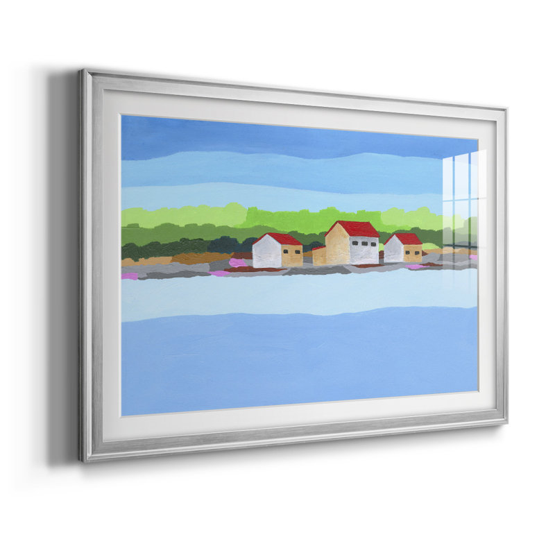 Paysage de toit rouge II - reproduction de cadre photo, Argent, H 30,5 po x l 42,5 po x P 1 po