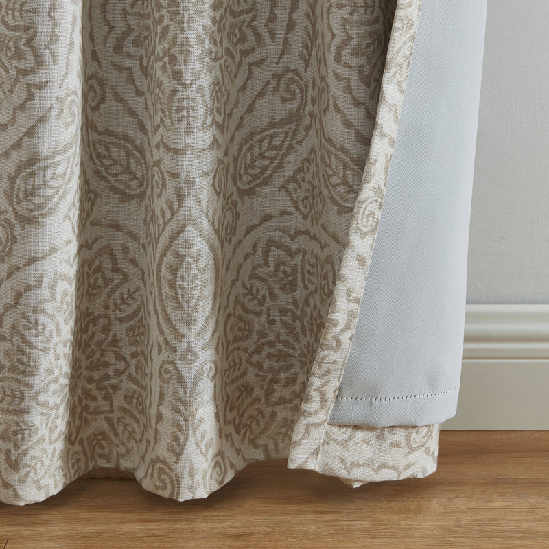 Rilley Medallion Print Polyester Blackout Curtain Panel, 52" W x 95" L, Natural