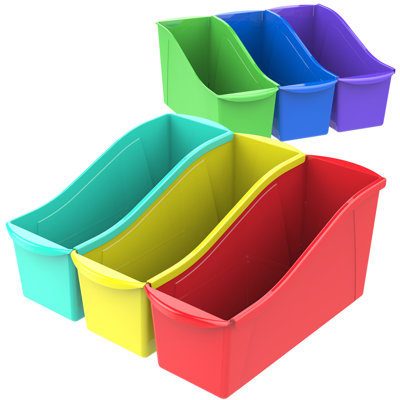 Storex Large Book Bin, Assorted Colours, Set Of 6