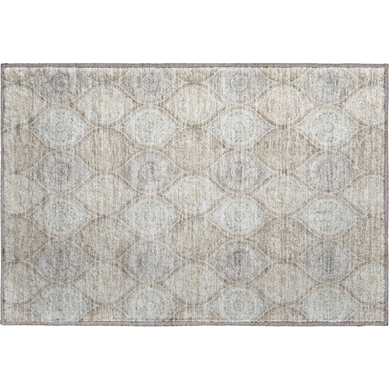 Premium Machine Washable Prisco Taupe Rug, Rectangle 1'8" x 2'6"