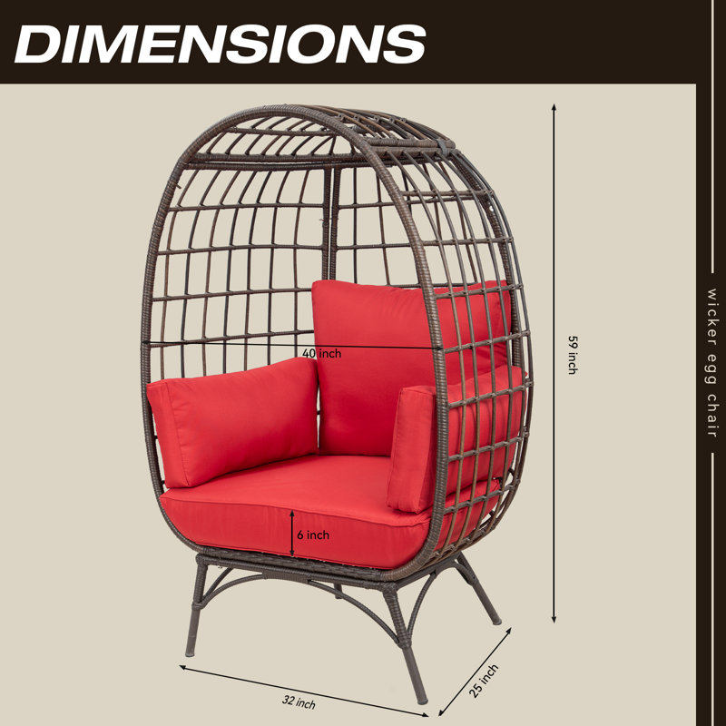 Cuccia Wicker Outdoor Lounge Chair, Brown, Red