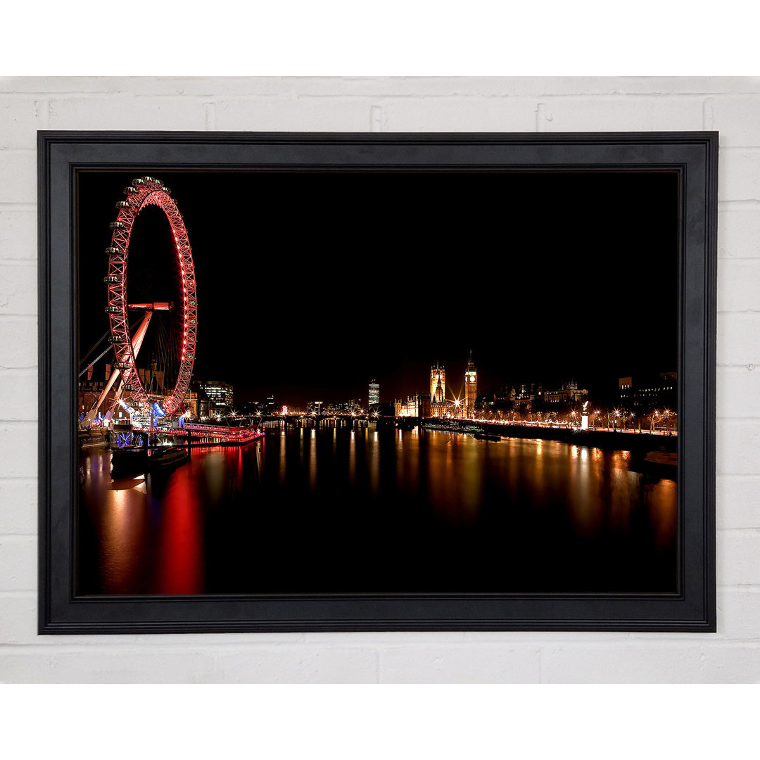 London Eye Red Water Reflections Gerahmter Druck