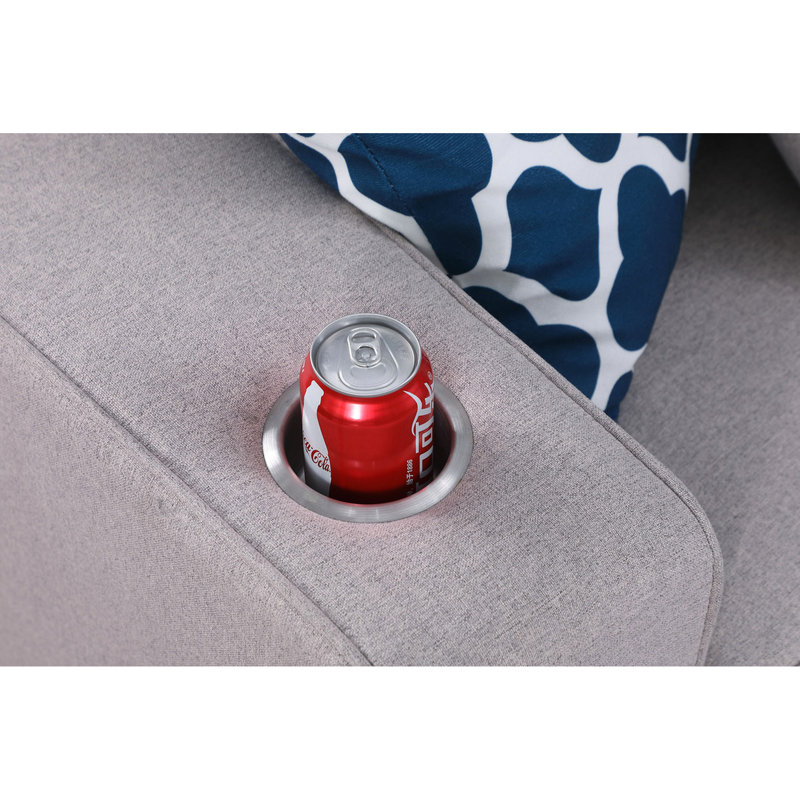Canapé modulaire en L 125 po réversible 7 pièces avec 6 coussins décoratifs, dossier de 18 po, pieds en plastique bruns de 3,25 po, sièges rembourrés en mousse, profondeur de 23 po, hauteur des accoudoirs de 24,25 po