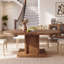 Table de salle à manger ovale en bois massif de 63 pouces, table de cuisine de style campagnard avec pied central robuste