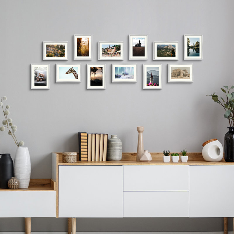 Ensemble de cadres photo en métal avec passe-partout - Basics by Wayfair ™, Argent, 5 po x 7 po emmêlé à 4 po x 6 po