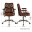 Chaise de bureau ergonomique pivotante en similicuir avec dossier en bois de noyer-499707215