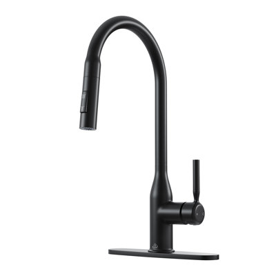 CASAINC Single-Handle Pull-Down Kitchen Faucet Single Hole Faucet with Deck Plate -  CA-D4177-MB