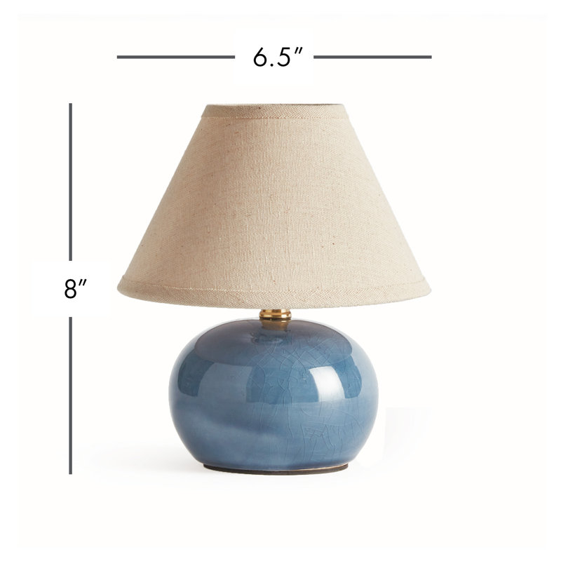 Oscar Standard Table Lamp, Blue, 8" H x 6.5" W x 6.5" D, Cream