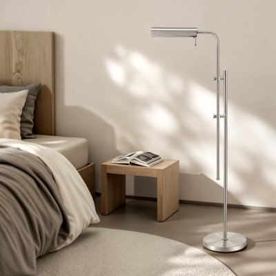 62.5" Industrial 3CCT LED Pharmacy Reading Task Floor Lamp in Nickel