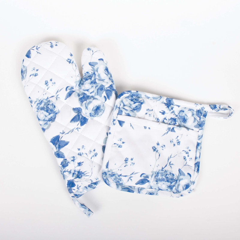 Ensemble de mitaines de four Blue Rose