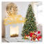 Arbre de Noël 9 pi avec 750 lumières DEL blanc chaud, 3750 branches en PE + PVC, baies rouges et pommes de pin, conception à charnières pour une installation facile-1026842455
