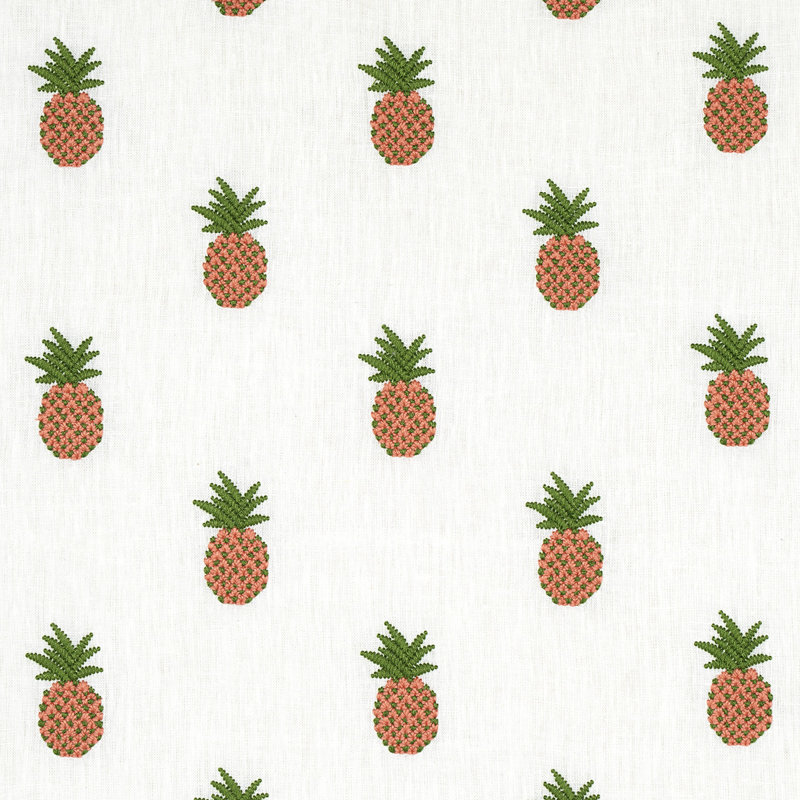 Tissu de broderie ananas, Abricot / ivoire