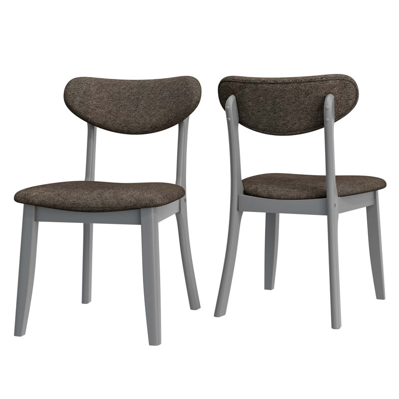 Chaises de salle à manger rembourrées de style Mid-Century avec pieds en bois massif (ensemble de 2)