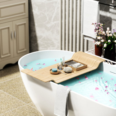 Baignoire de trempage autoportante de 63 po, blanc brillant, surface solide, salle de bain contemporaine, trop-plein et bonde escamotable, conception ergonomique pour le dos, baignoire à conduction thermique, pierre d'ingénierie, décoration,