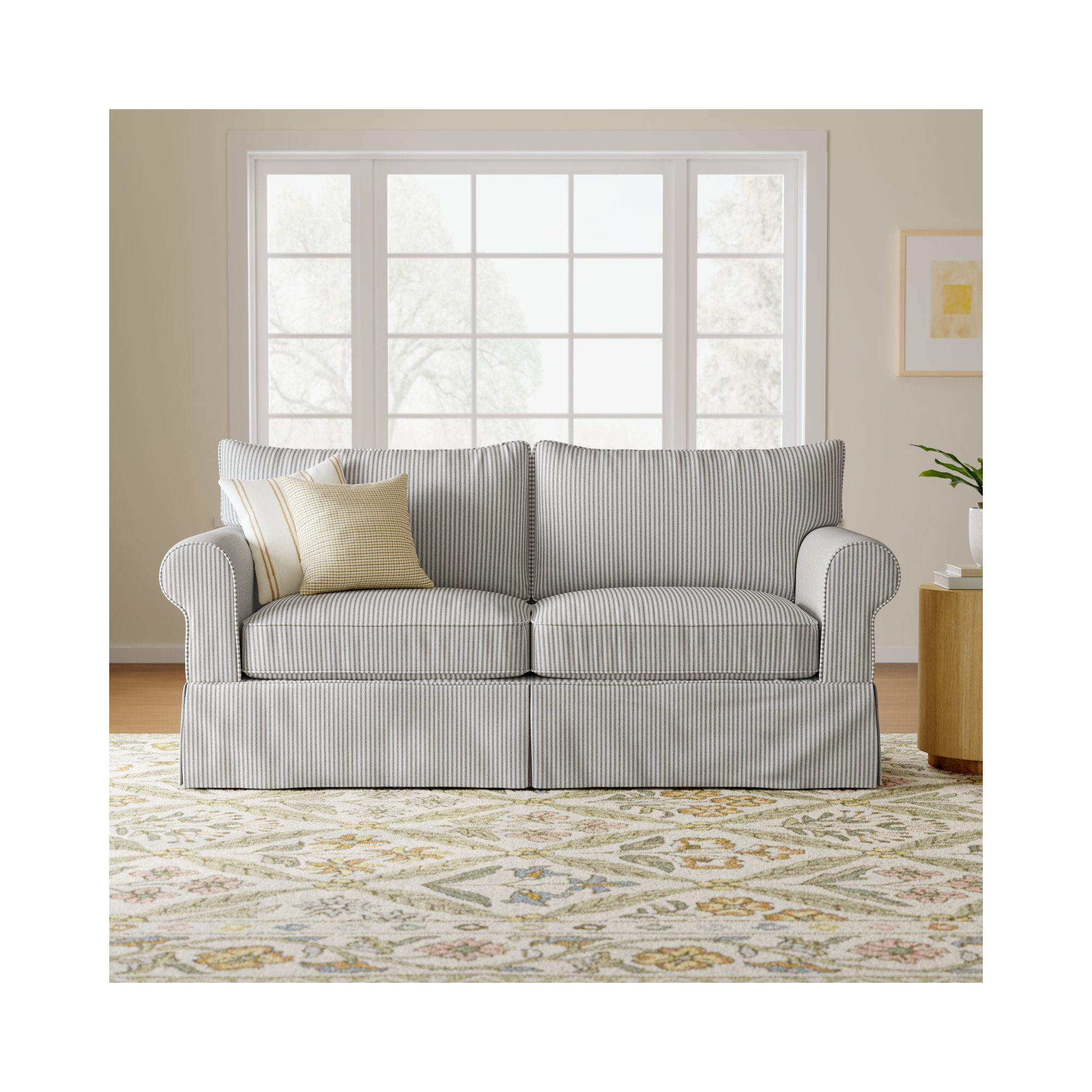 Amari 83'' Upholstered Sofa, Cruise Adrift Woven Stripe
