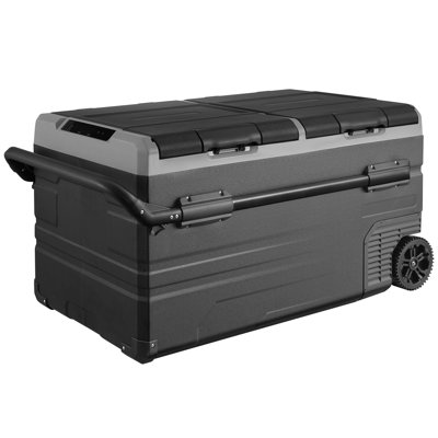 Car Refrigerator, 12 Volt Car Refrigerator Fridge, 115 L Dual Zone Portable Freezer with 39.57 x 22.48 x 20.55 in HDPE 1 PCS Car Refrigerator Black Quiet and Energy Efficient