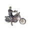 Statue de motocycliste en bronze grandeur nature Nifao - Sculpture en bronze fabriquée à la main à pleine échelle d'un homme chevauchant un garage rétro classique pour garages de moto, ou présentoirs d'extérieur 94 po x 50 po x H 72 po