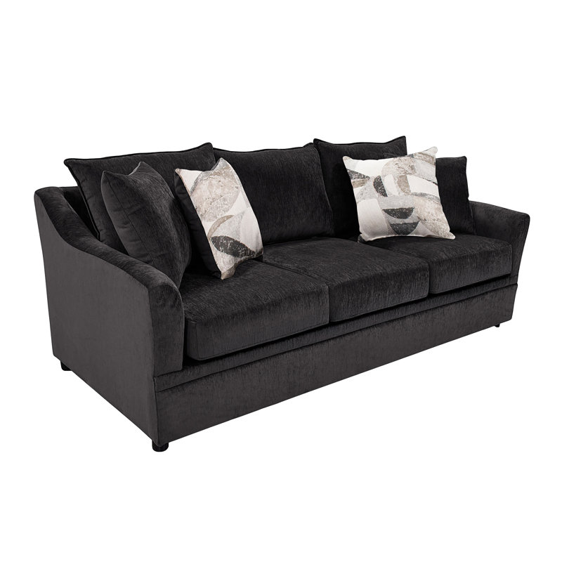 Jakeira 3-Seater Polyester Fabric Couch, Dark Gray