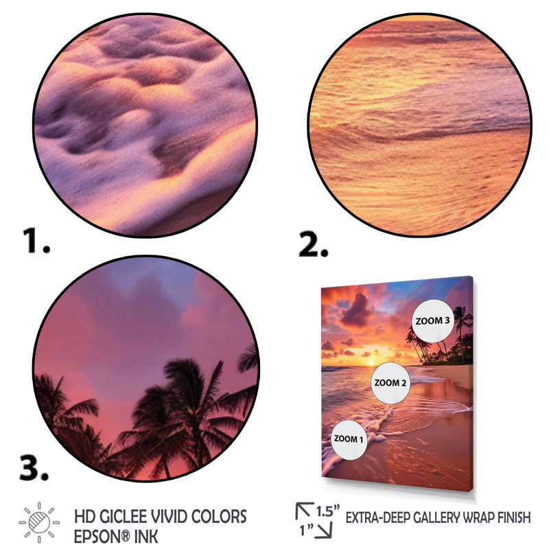 " Beach Photo Sunset Serenade III ", 12" W x 20" H, Black Picture Framed