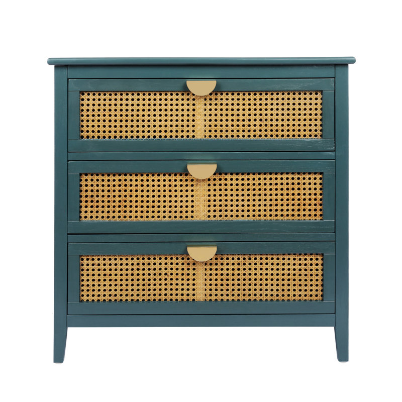 Commode à 3 tiroirs, commode, table de chevet et armoire Kaikea, Bleu