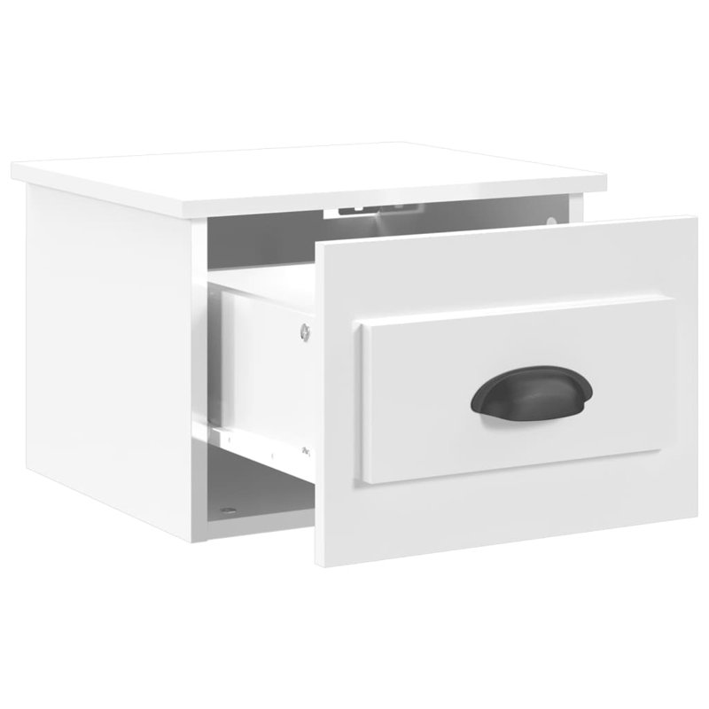 Lurette 41.5cm W Solid + Manufactured Wood Bedside Table, High Gloss White, Individual