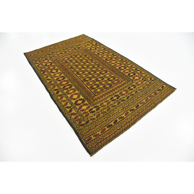 Tapis intérieur de la laine 4 pi x 6 pi 3 po one-of-kind à la main noué la new age Warminster