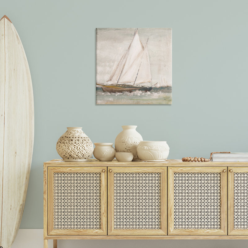 Art traditionnel sur toile, "Voilier traditionnel" par Patricia Pinto, H 30 po x l 30 po