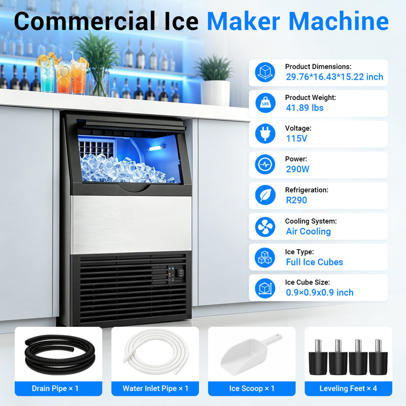 100 lb. Daily Production Cube Ice Commercial Under Counter Ice Maker with 33 lb. Storage