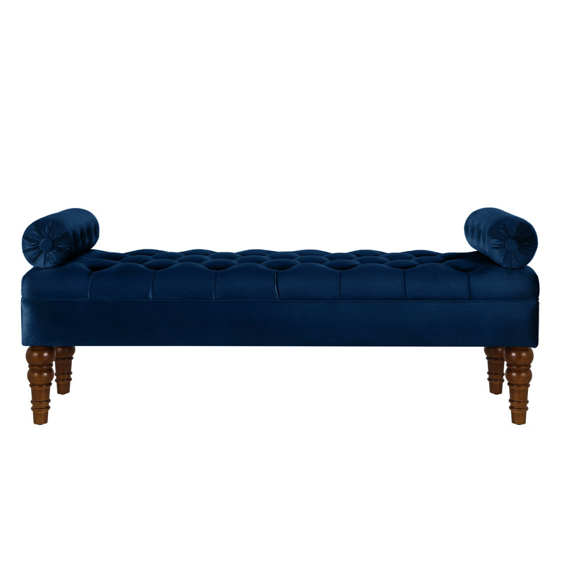 51.48" W Tufted Upholstered Bench, Navy