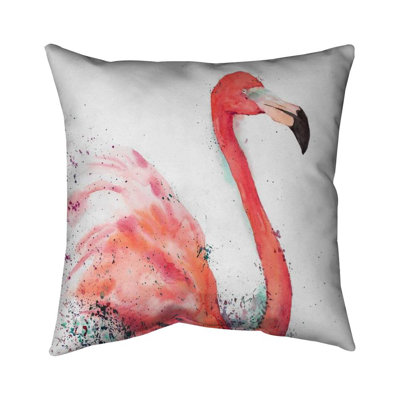 Splashing flamingo - 20"x20" Throw pillow cover - Poly twill - Print on demand