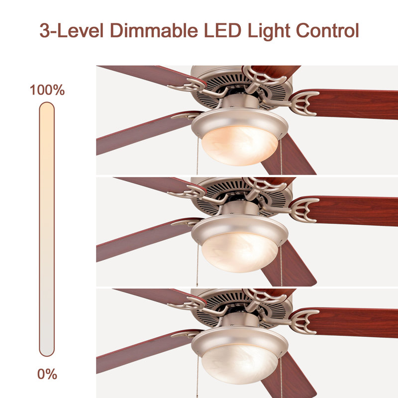 52" Ceiling Fan with Light Kit, Pull Chain and Remote Control