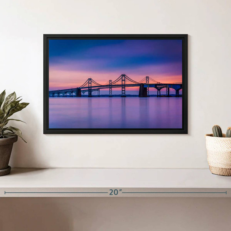 Majestic Chesapeake Bay Bridge, 13" X 9", Floating Frame Black