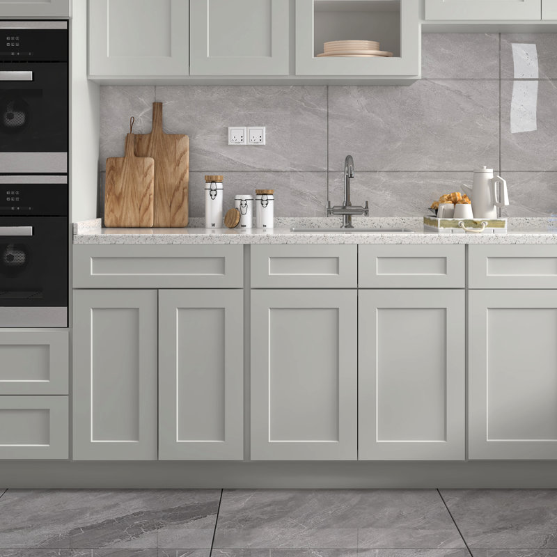 Meuble-lavabo avec tablette en contreplaqué 33 po x 24 po x 34,5 po gris Shaker