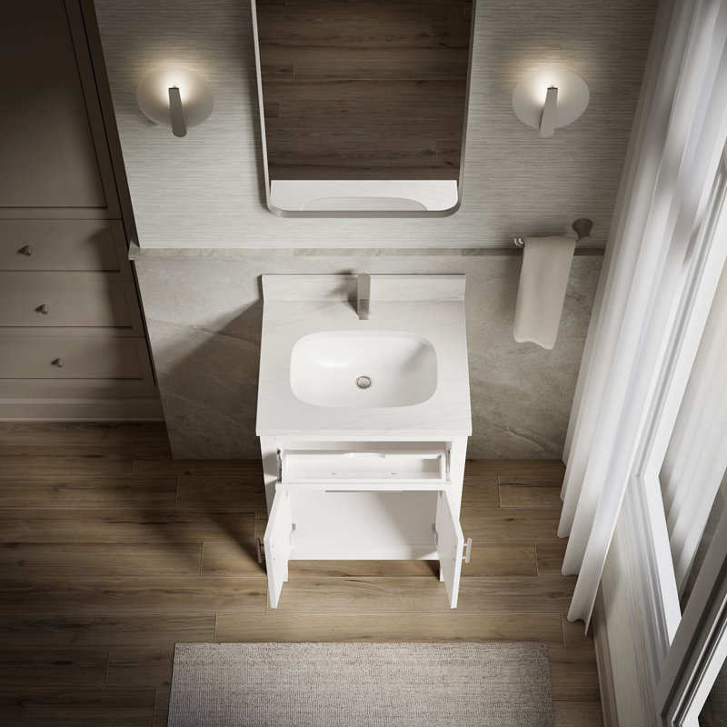 31" Single Bathroom Vanity Set, White, White, 24"