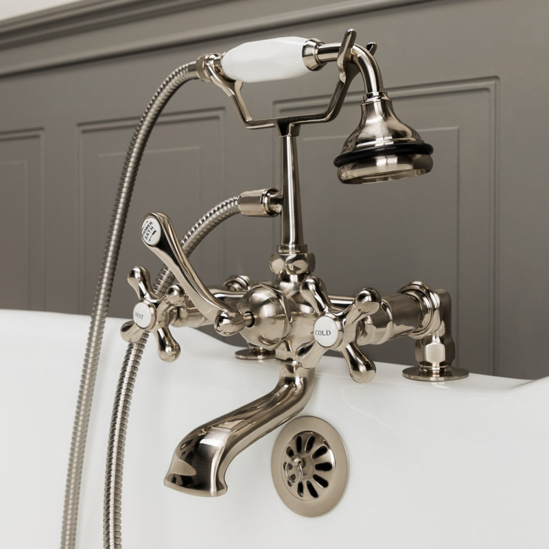 Deck Tub Spout with Diverter, Brushed Nickel