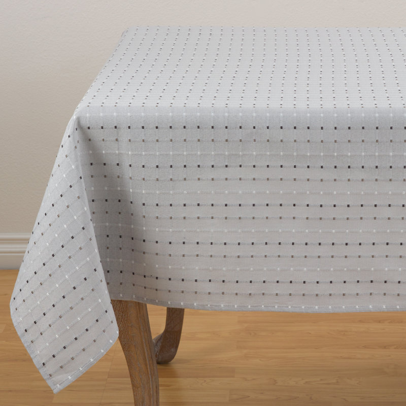 Clarkston Box Stitch Tablecloth, Gray, 160" x 65"