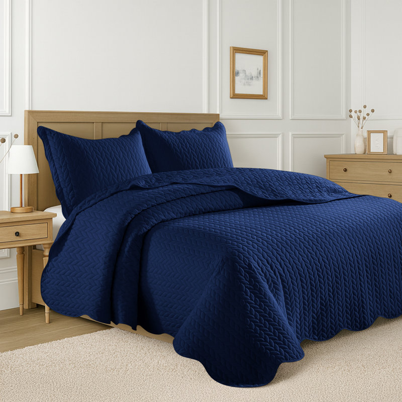 Ensemble de couvre-lit matelassé embossé - Couvre-lit en microfibre ultra doux avec taies décoratives, literie de style hôtel pour tous les lits