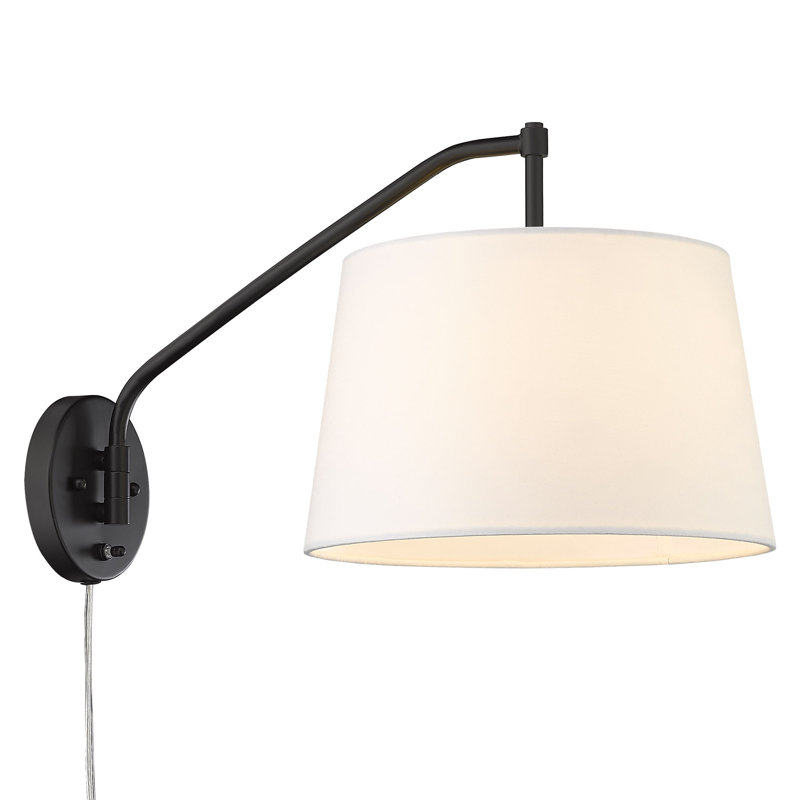 Swanage Steel Swing Arm Sconce, Modern White, Matte Black