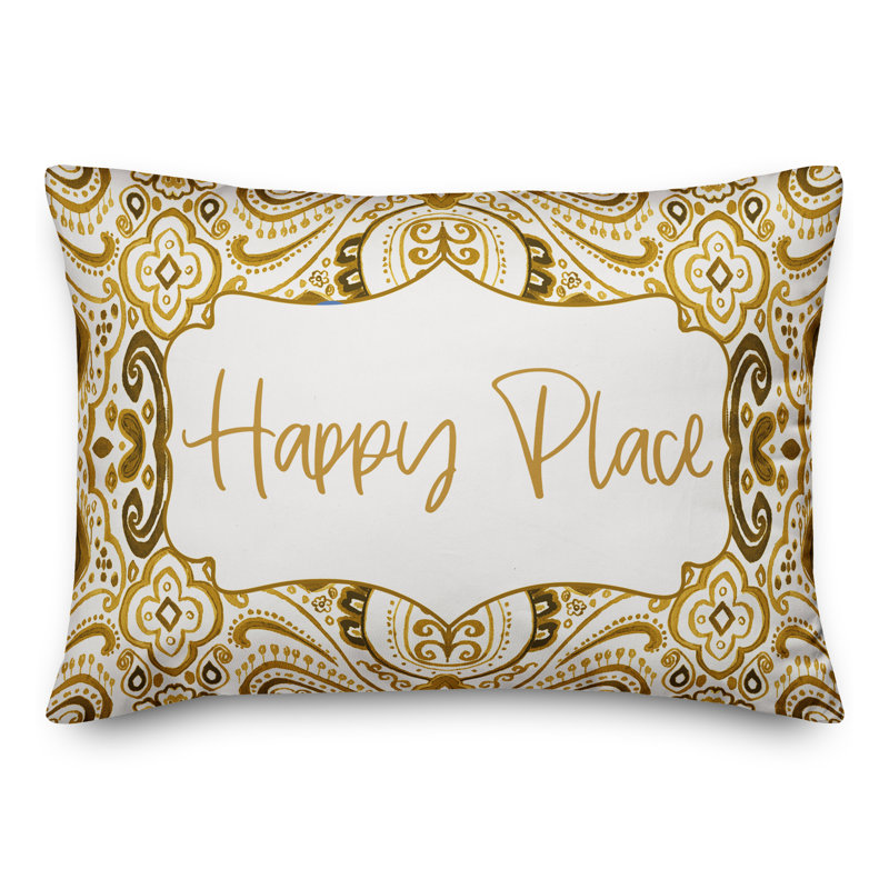 Housse de coussin rectangulaire et insert Happy Place, Jaune