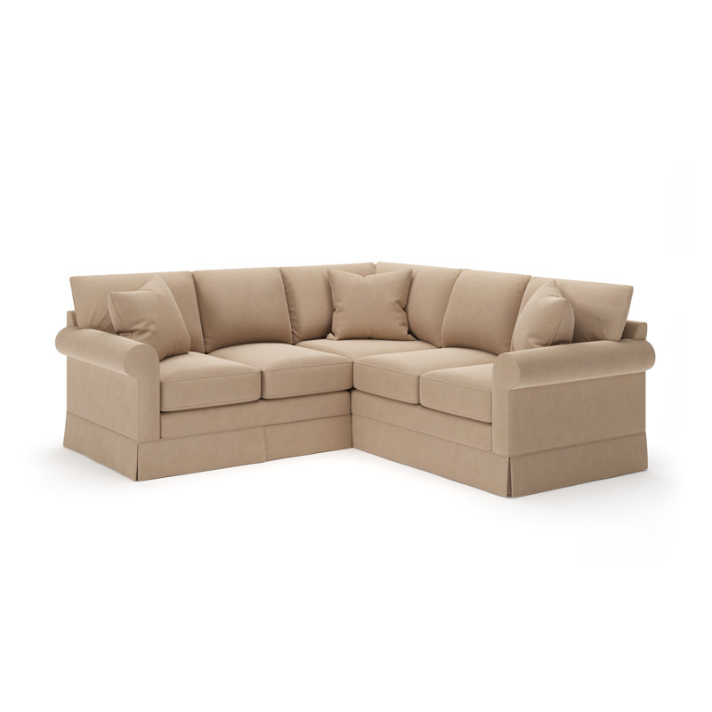 Friedman Upholstered L-Shaped Sectional Symmetrical, Bella Toast Performance Velvet