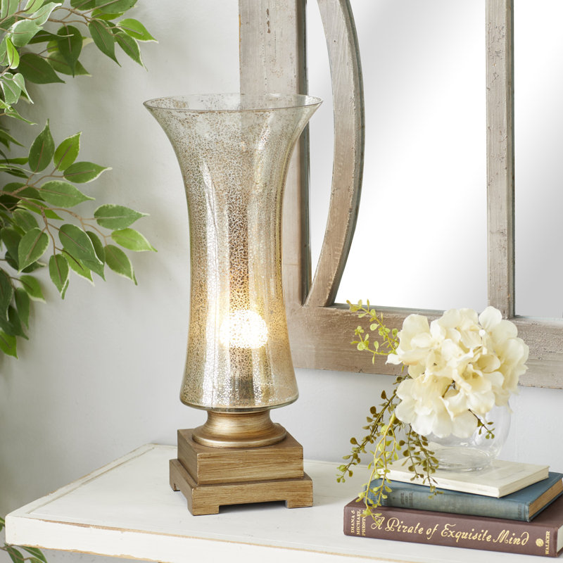 Glass Silver Uplight with Gold Base Set