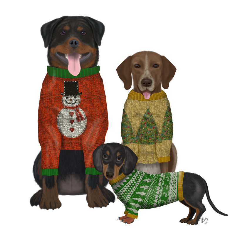 Christmas Des Ugly Christmas Sweater Competition by Fab Funky - Wrapped Canvas Print, 76cm H x 76cm W